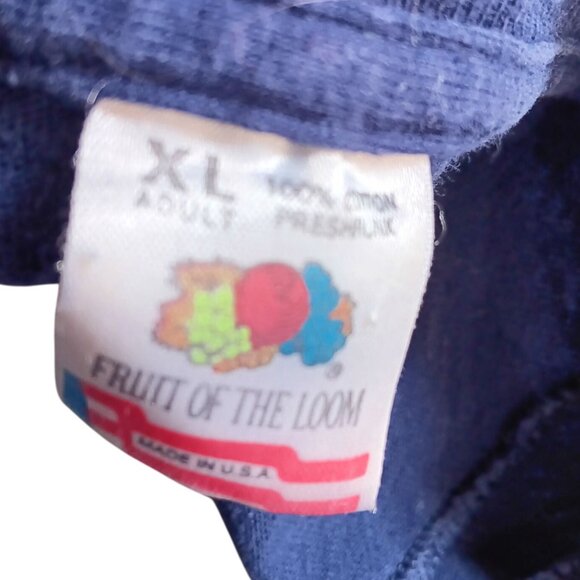 Single Stitch T-Shirt XL Vintage 1980s Blue Fruit of the Loom Weird Caterer  Tee - Picture 6 of 7